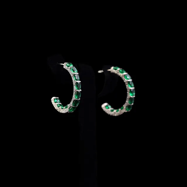 Emerald Half Hoops by Jewels by RF, view 3