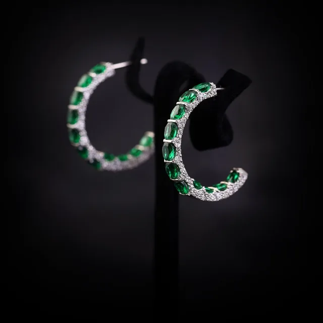 Emerald Half Hoops by Jewels by RF
