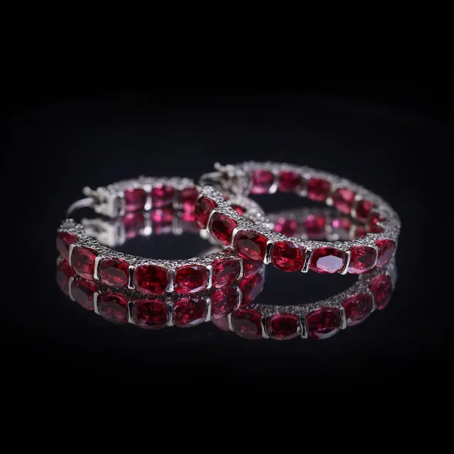 Verona Ruby Hoops by Jewels by RF, view 2