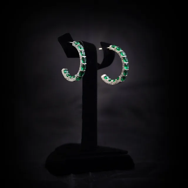 Emerald Half Hoops by Jewels by RF, view 2