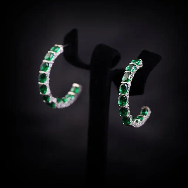 Emerald Half Hoops by Jewels by RF, view 5