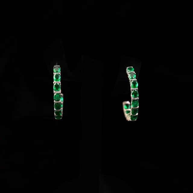 Emerald Half Hoops by Jewels by RF, view 4