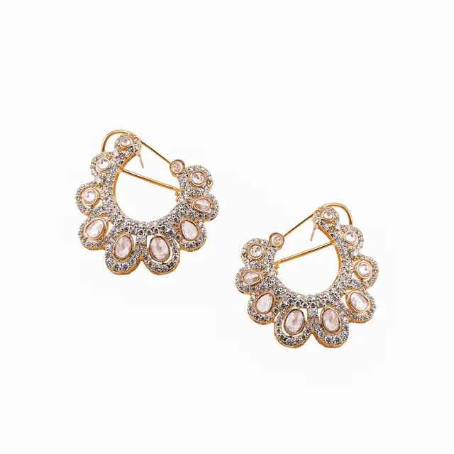 Polki Zircon Hoops by Jewels by RF, view 3