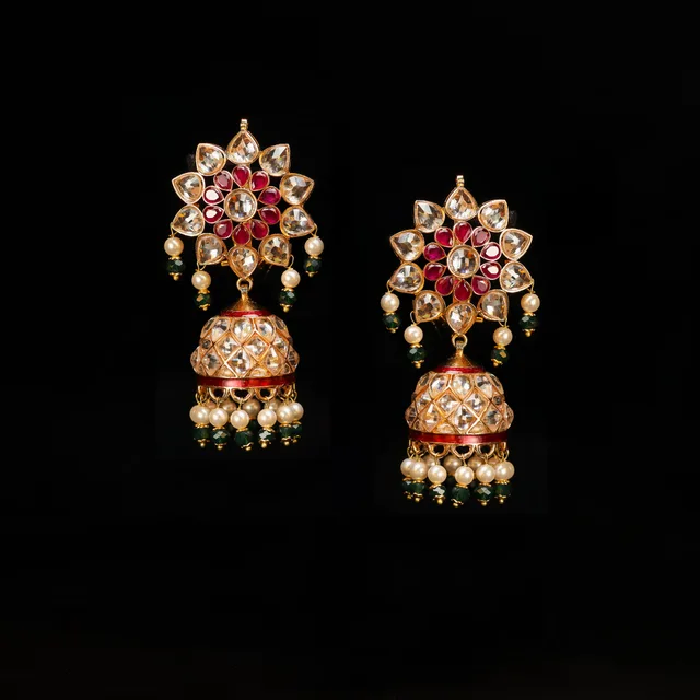 Sitara Jhumkas by Jewels by RF, view 3