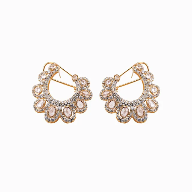 Polki Zircon Hoops by Jewels by RF